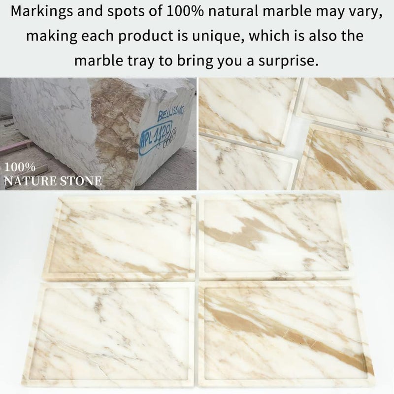 Future stone 100% Natural Marble Serving Tray Luxury Marble Storage Tray for Home Decor Stone Tray for Bathroom/Kitchen/Vanity/Dresser,Plate Holder for Tissues, Candles, Towel - Image 4